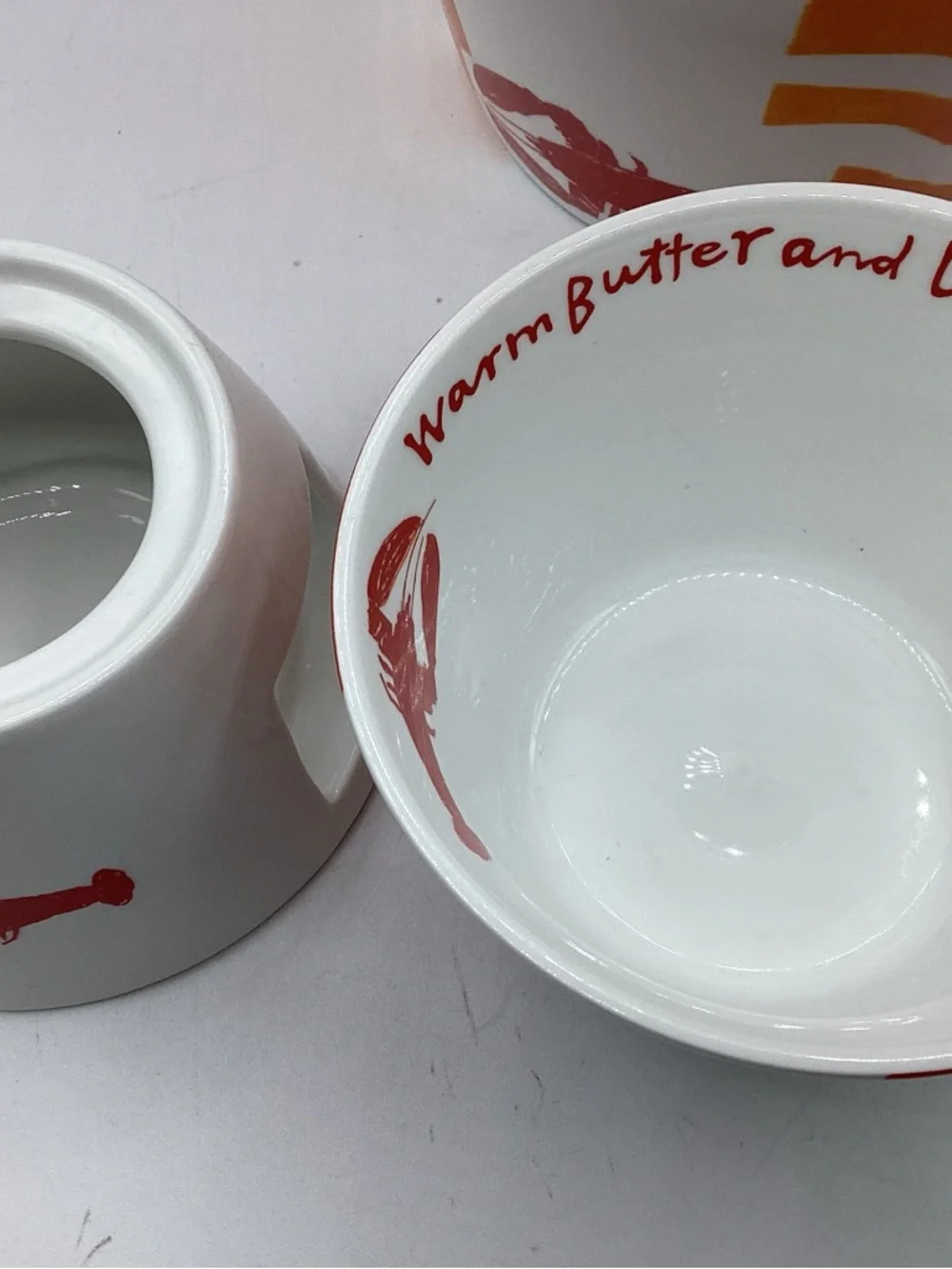 Vintage Crate and Barrel Lobster Bucket and Warm Butter dishes. GS2